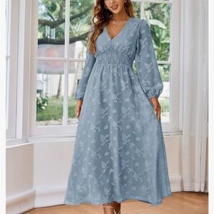 Elegant Blue Floral Maxi Dress